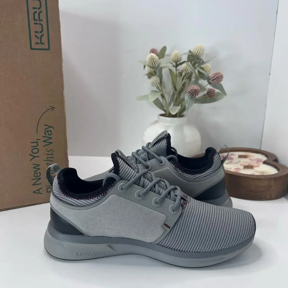 Kuru Atom Walking Comfort Sneaker Storm Gray/Black Men 8 W NWB Plantar Fasciitis